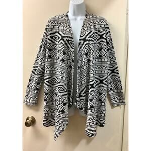 American Eagle Outfitters Womens Open Cardigan Shawl Jacket Black White Sz M